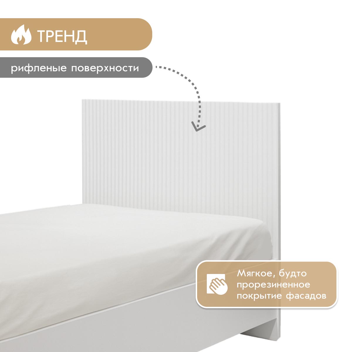 Кровать "Амели" 0,90 (Белый – Эмалит Арктик)