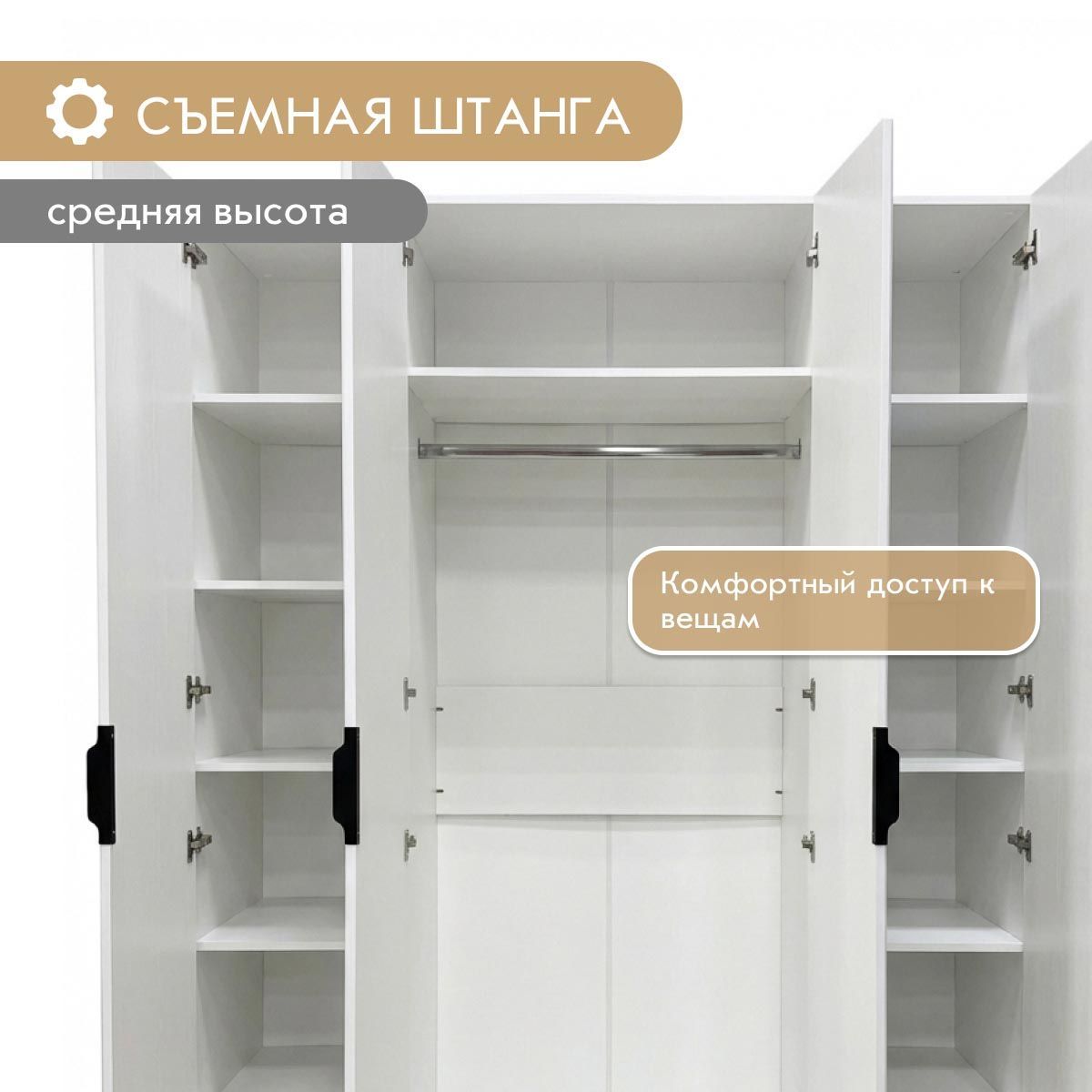 Шкаф 4-дв. "Амели" - 1,60 (Белый – Эмалит Арктик)