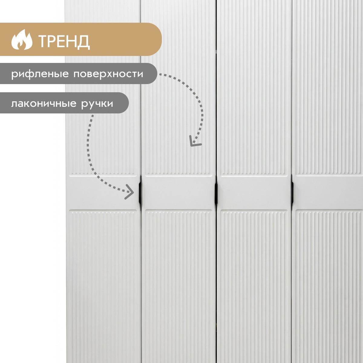 Шкаф 4-дв. "Амели" - 1,60 (Белый – Эмалит Арктик)