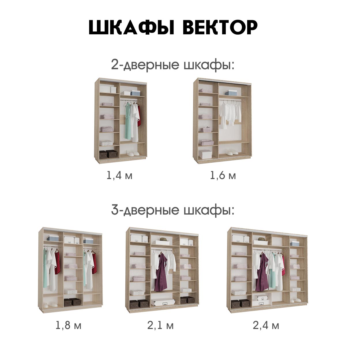 Шкаф-купе 2-дв. "Вектор" - 1,40 (Дуб Сонома)
