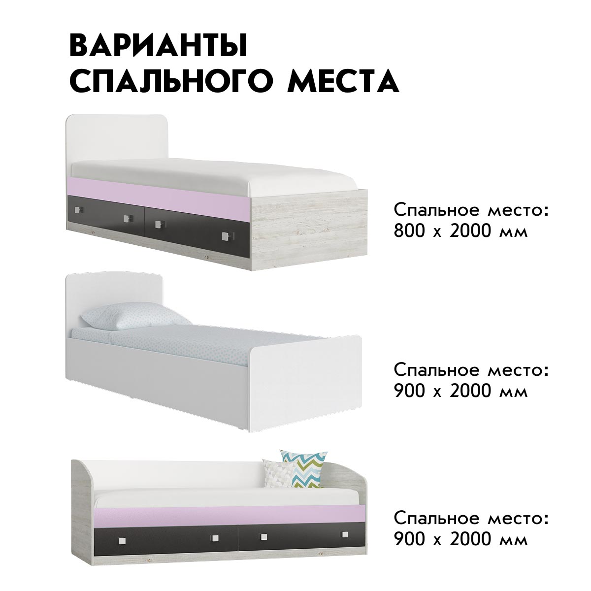 Кровать 0,90 -  Детская "Орбита" (Ясень Шимо Темный)