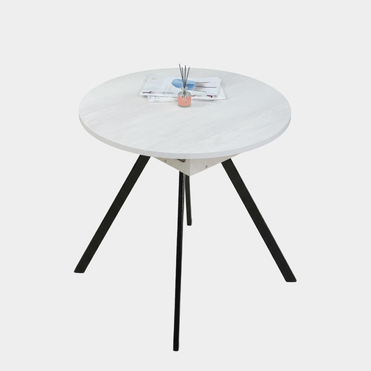 Стол Аврора 80 (Белый Бетон / опора черная)