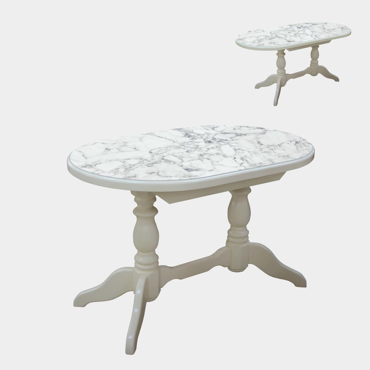 Стол обеденный "Чарльз" - раздвижной - М (Слоновая кость - Миланский Мрамор )